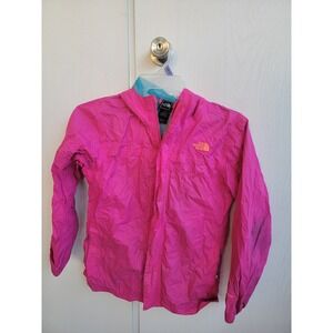 The North Face Jacket Girls Medium 10/12 Hot Pink HyVent Hooded Rain Coat